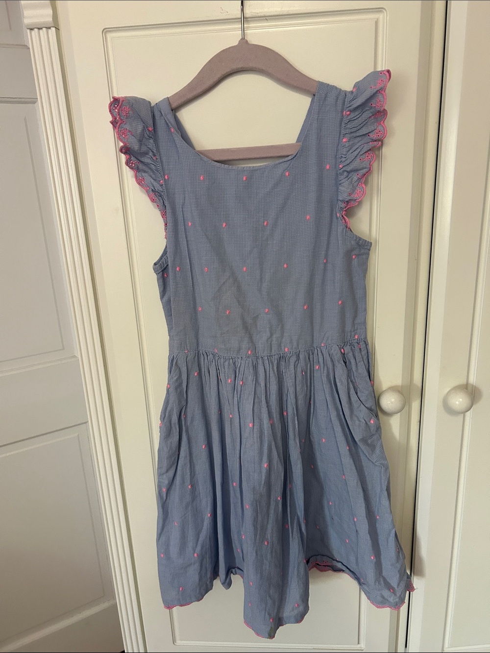 Gap Girls Blue & Pink Checkered Dress Size Medium